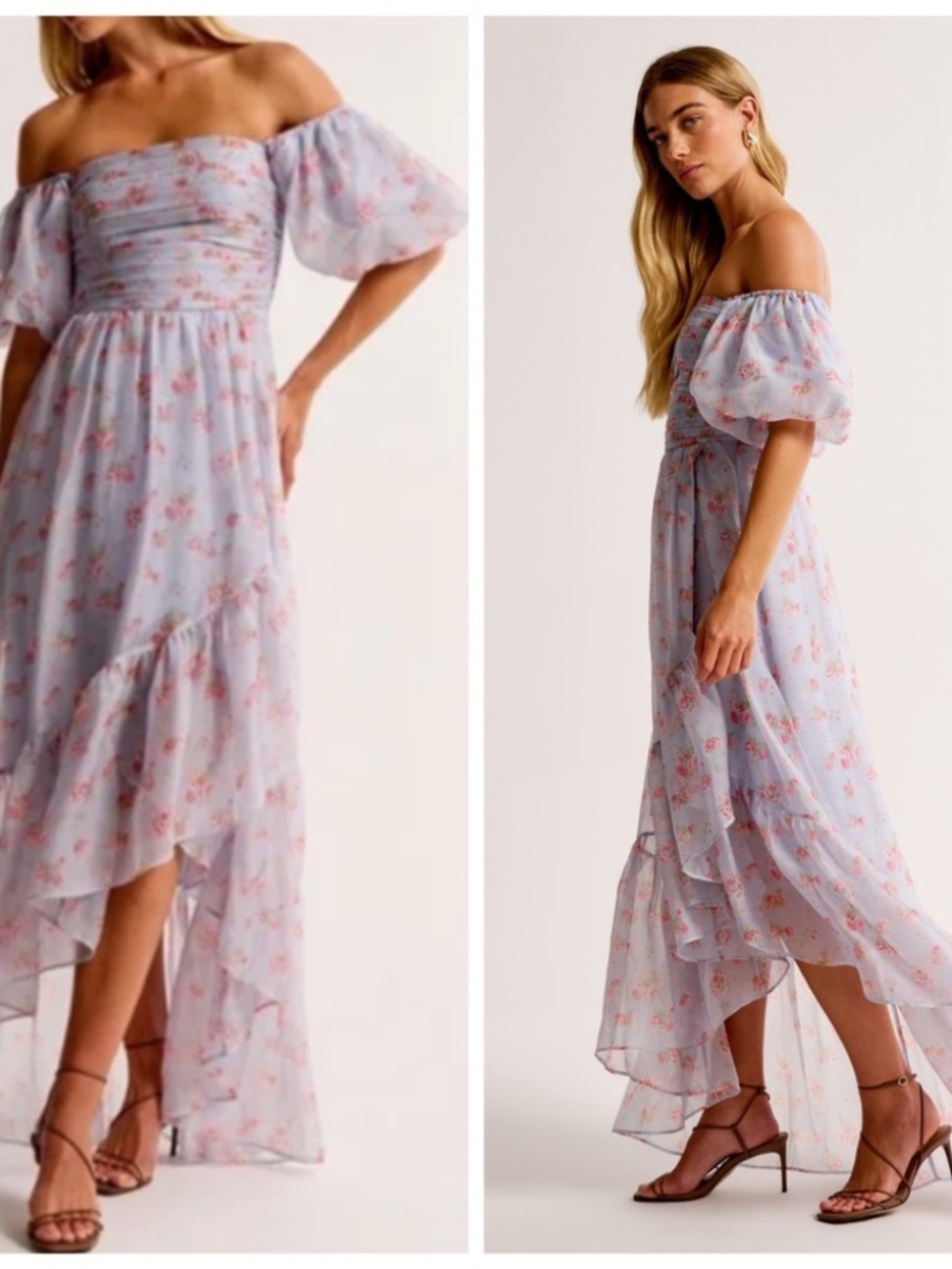Abercrombie and Fitch Emerson Off-The-Shoulder Floral Drama Maxi Dress